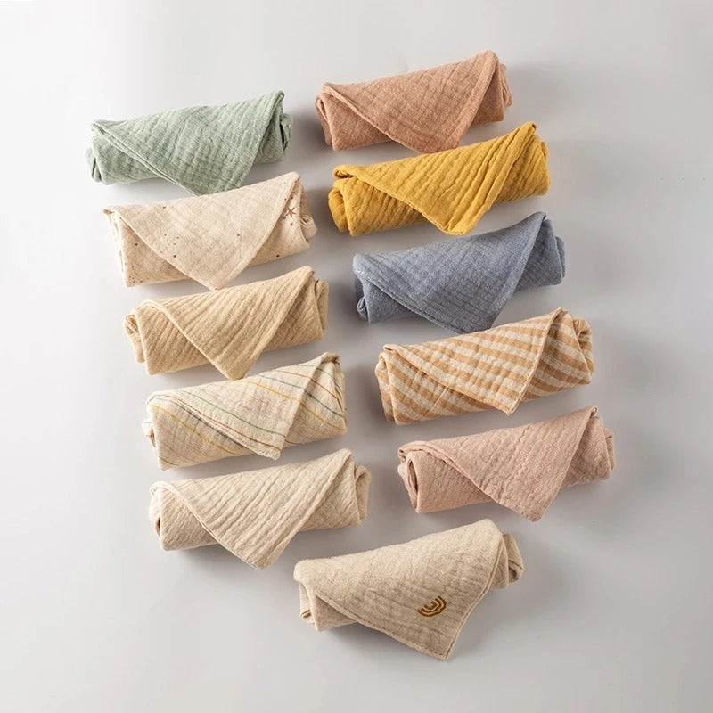 Lot de 5 Débarbouillettes Bébé en Gaze de Coton – Lingettes Douces & Serviettes Visage