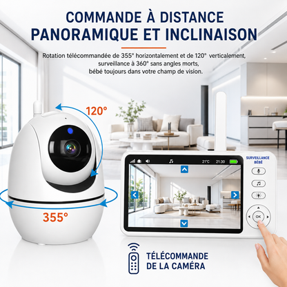 Moniteur Bébé Vidéo HD 5,0" avec Vision Nocturne & Capteur de Température