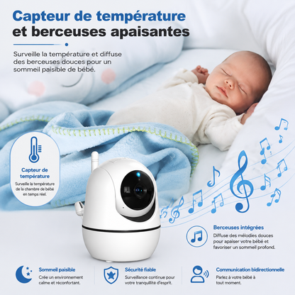 Moniteur Bébé Vidéo HD 5,0" avec Vision Nocturne & Capteur de Température