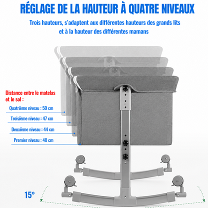 Berceau Cododo Evolutif 3-en-1 Portable avec Roulettes (0-3 Ans)