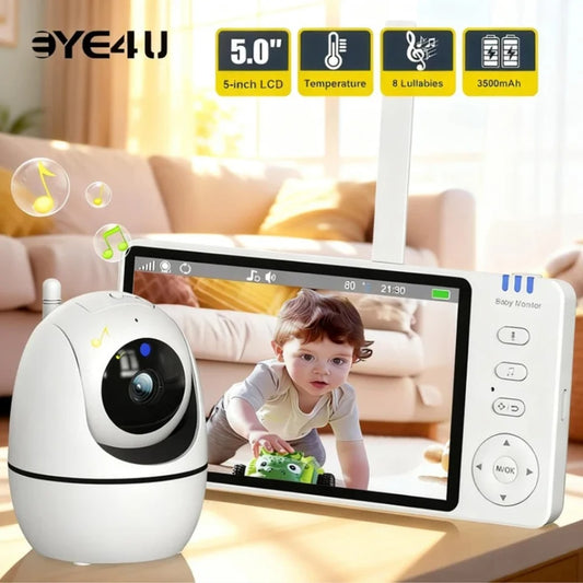 Moniteur Bébé Vidéo HD 5,0" avec Vision Nocturne & Capteur de Température