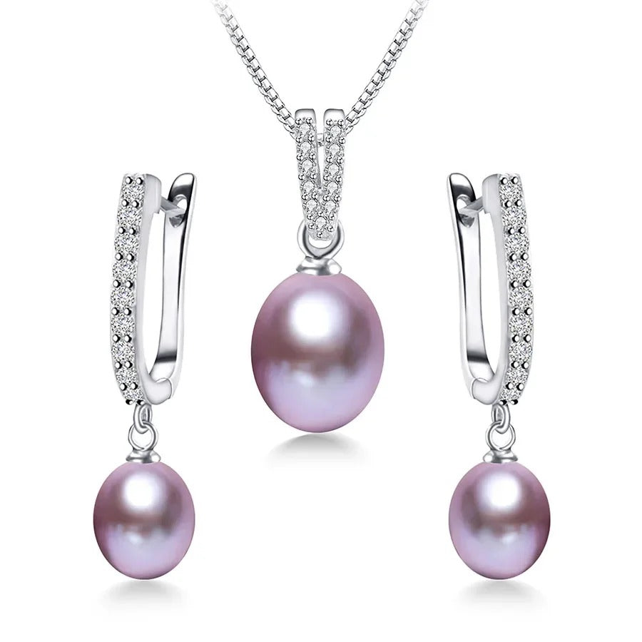 YWYC Horseshoe Freshwater Pearl Necklace and Earrings Set