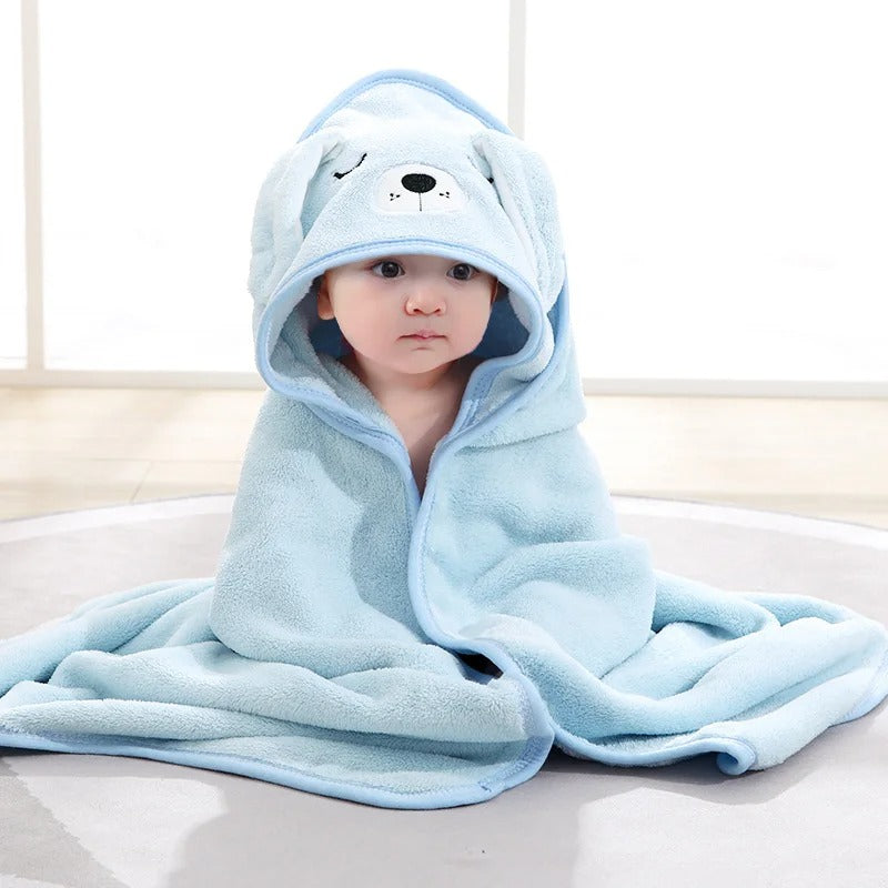 Cape de Bain Bébé à Capuche Animal – Serviette Douce, Sortie de Bain & Peignoir (0-3 Ans)