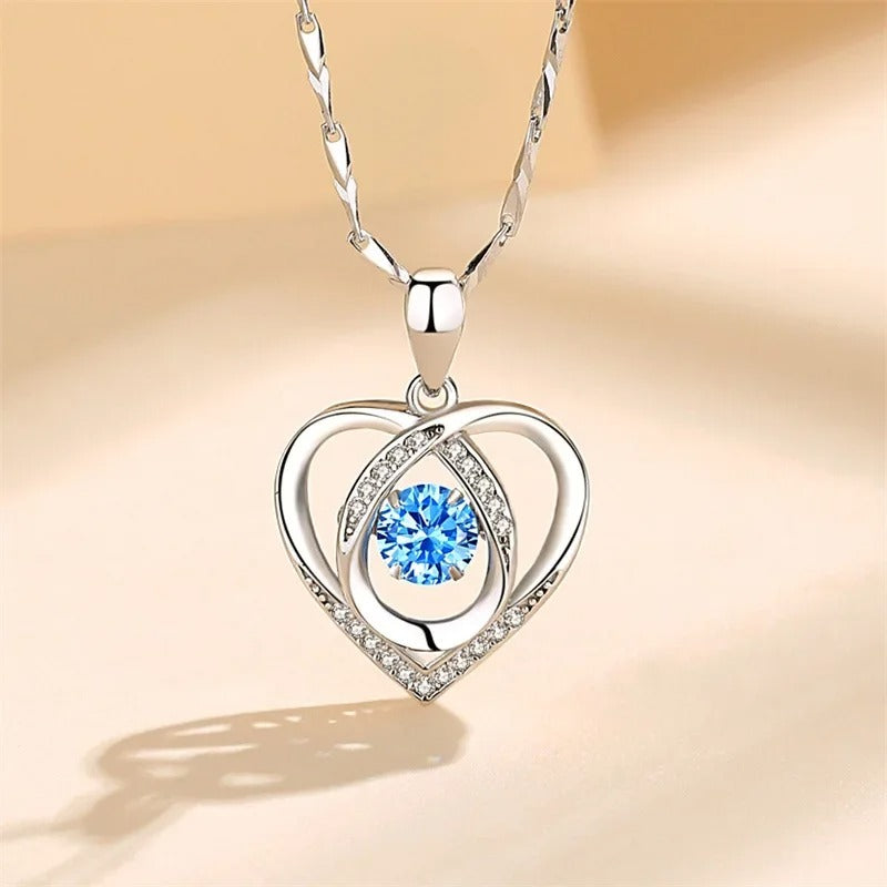 925 Sterling Silver Heart Shaped Necklace Bracelet Set