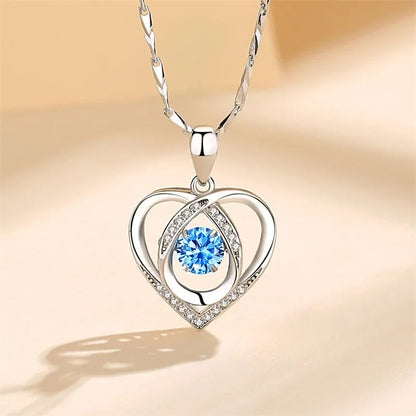 925 Sterling Silver Heart Shaped Necklace Bracelet Set
