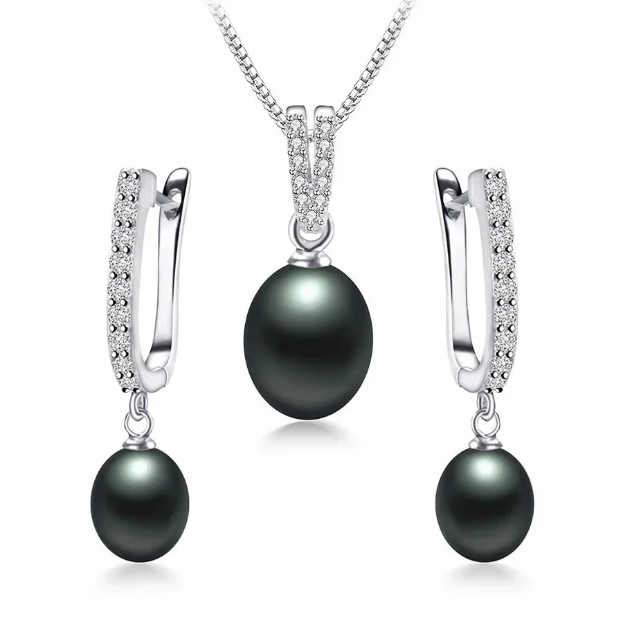 YWYC Horseshoe Freshwater Pearl Necklace and Earrings Set