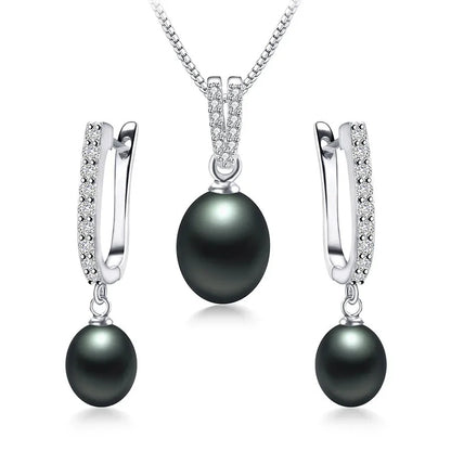 YWYC Horseshoe Freshwater Pearl Necklace and Earrings Set