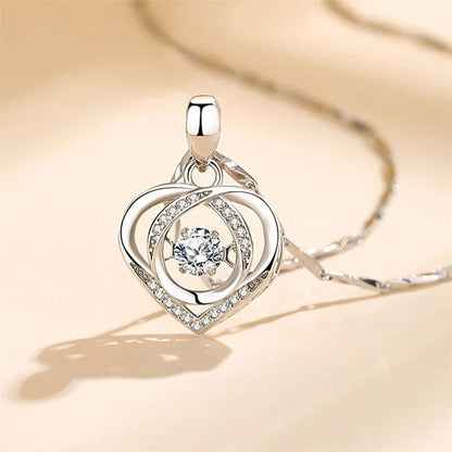 925 Sterling Silver Heart Shaped Necklace Bracelet Set