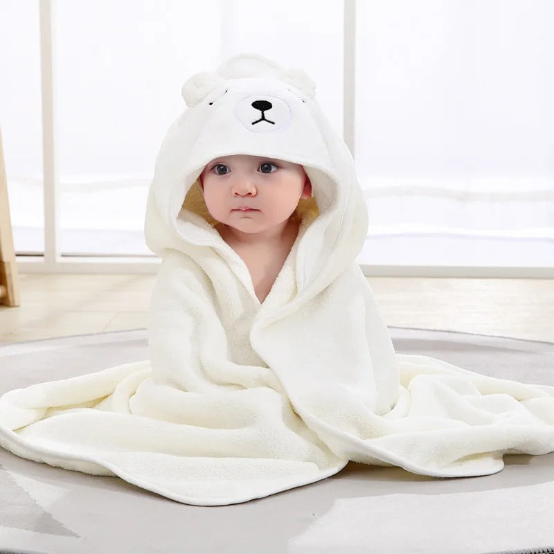 Cape de Bain Bébé à Capuche Animal – Serviette Douce, Sortie de Bain & Peignoir (0-3 Ans)