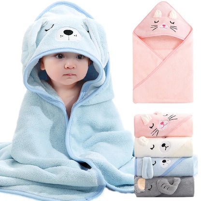 Cape de Bain Bébé à Capuche Animal – Serviette Douce, Sortie de Bain & Peignoir (0-3 Ans)