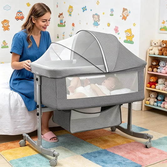 Berceau Cododo Evolutif 3-en-1 Portable avec Roulettes (0-3 Ans)