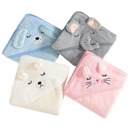 Cape de Bain Bébé à Capuche Animal – Serviette Douce, Sortie de Bain & Peignoir (0-3 Ans)