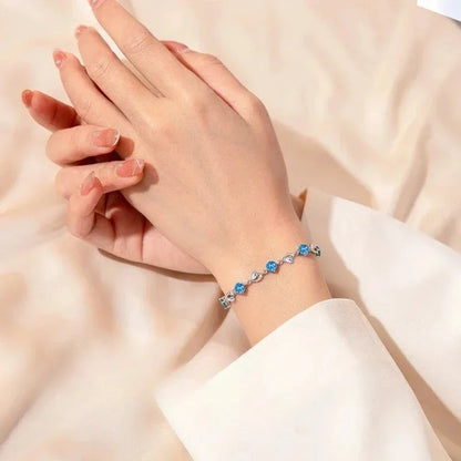 925 Sterling Silver Heart Shaped Necklace Bracelet Set