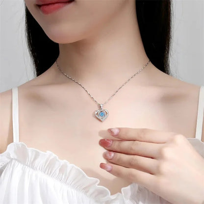 925 Sterling Silver Heart Shaped Necklace Bracelet Set