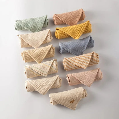 Lot de 5 Débarbouillettes Bébé en Gaze de Coton – Lingettes Douces & Serviettes Visage