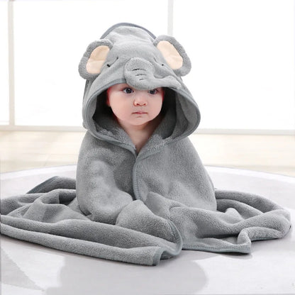 Cape de Bain Bébé à Capuche Animal – Serviette Douce, Sortie de Bain & Peignoir (0-3 Ans)