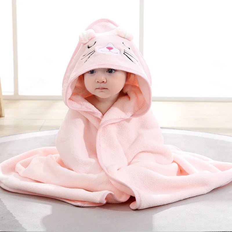 Cape de Bain Bébé à Capuche Animal – Serviette Douce, Sortie de Bain & Peignoir (0-3 Ans)